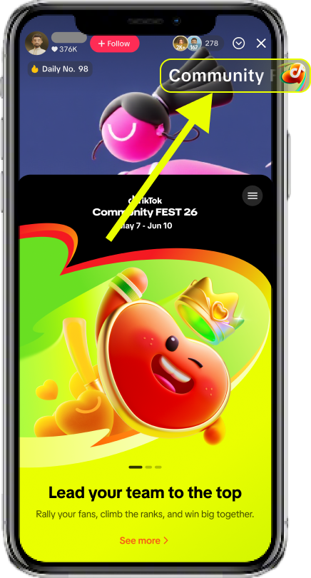 Click the Community FEST banner from the LIVE page